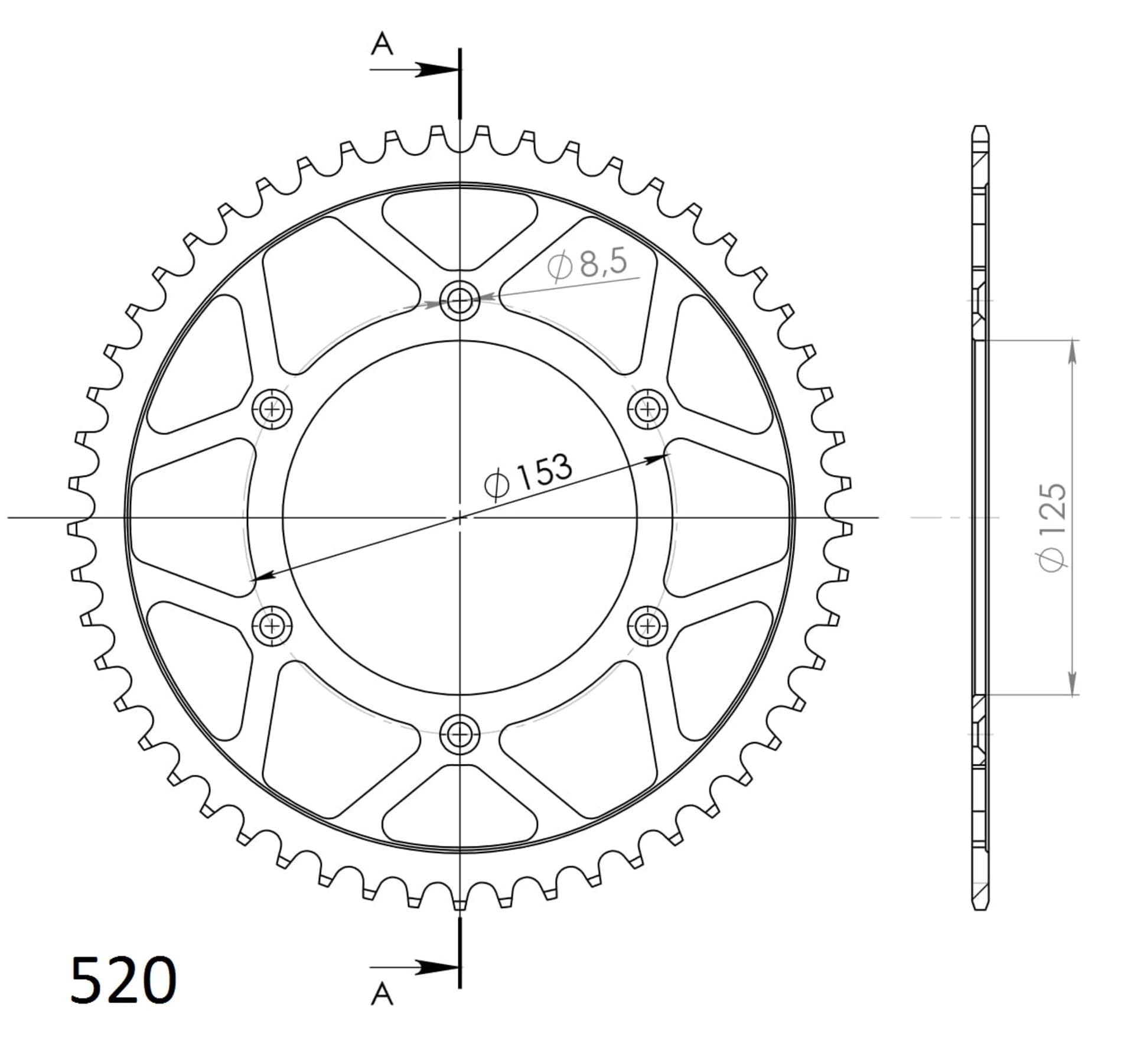 Supersprox Bakre kedjehjul 210,50 - Supersprox