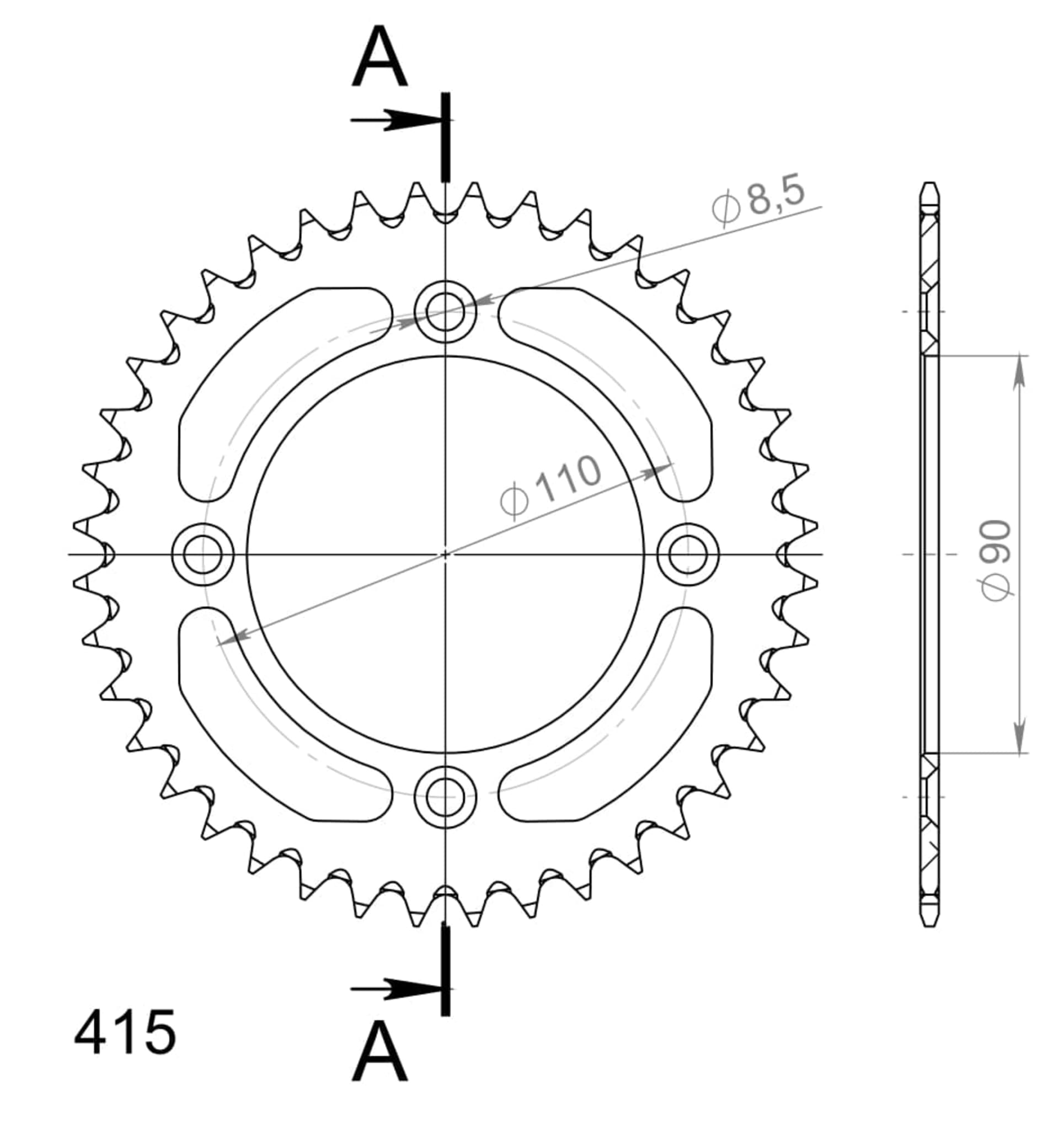Supersprox bakre kedjehjul Alu RAL-452:40 Orange - Supersprox