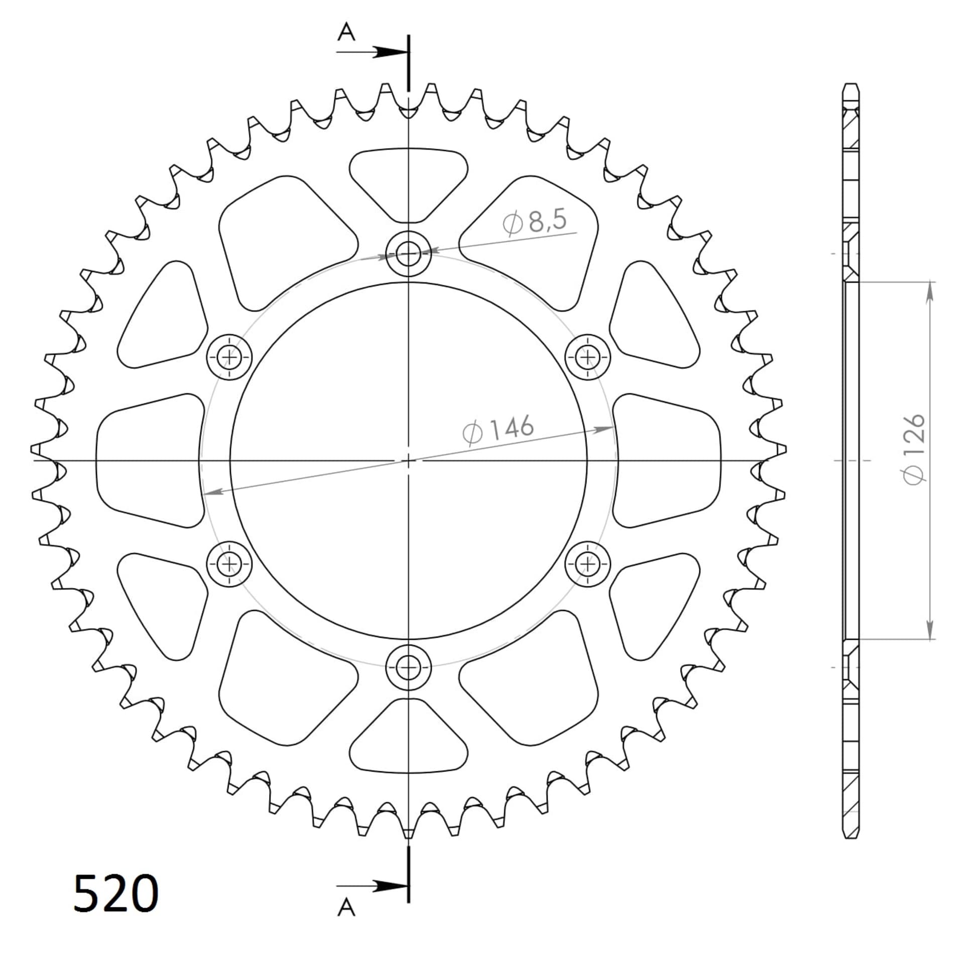 Supersprox Alu Rear sprocket SU RM125/250/450 - Supersprox