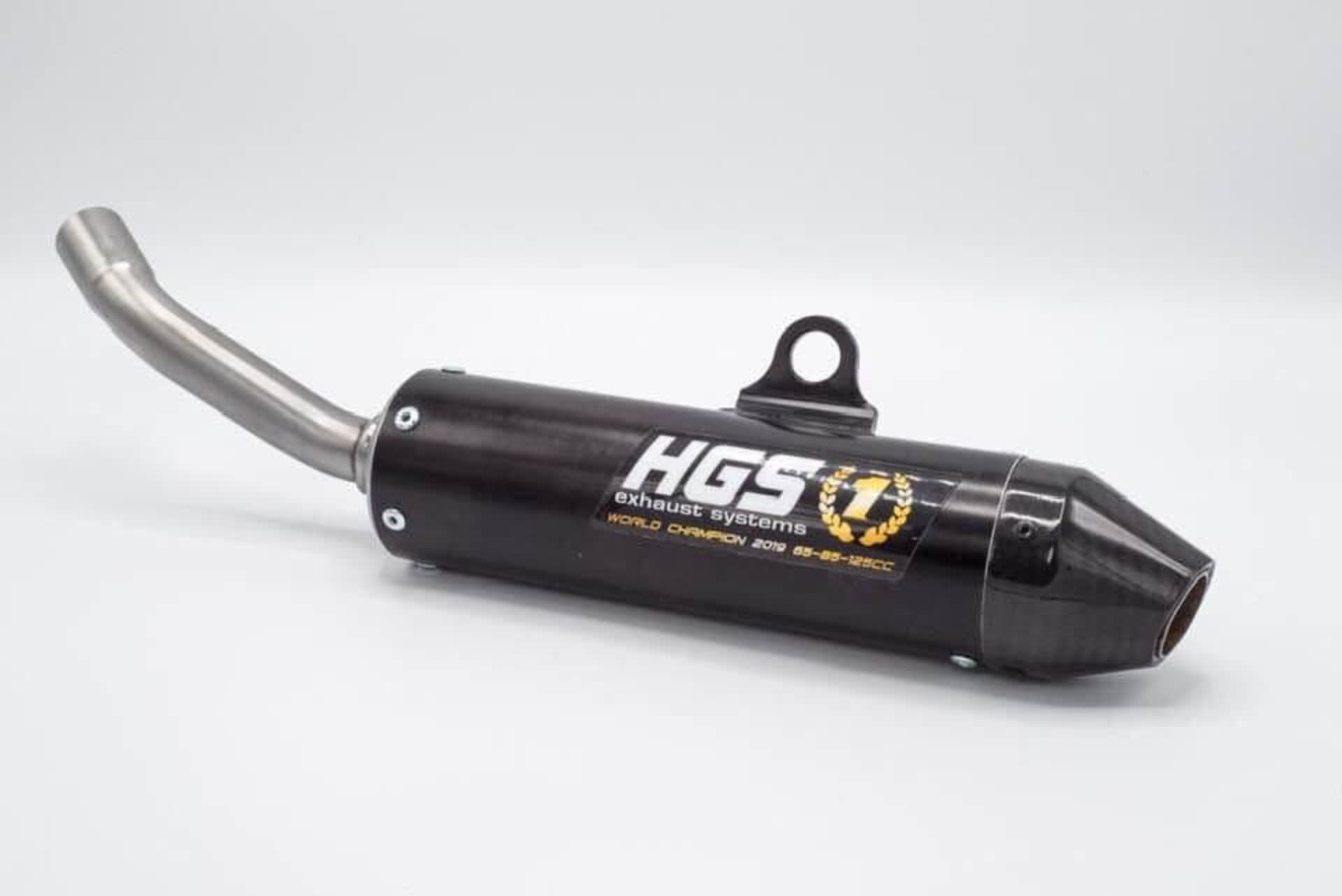 HGS Ljuddämpare Svart med ca-spets 2T Racing KTM125/150 19- HVA TC125 19- - HGS - Motocross Parts