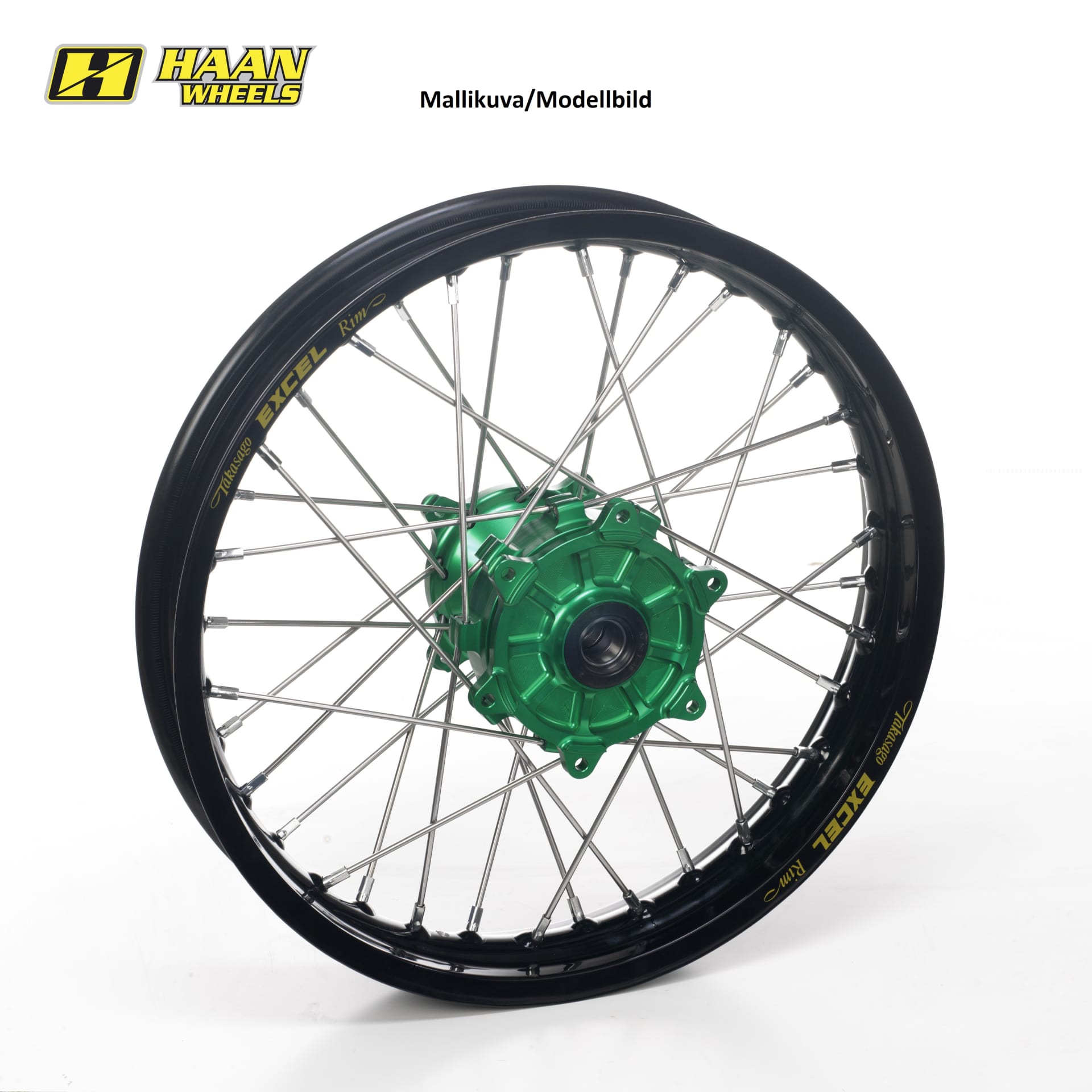 Haan wheel KX450F 03- 17-5,00 GREEN HUB/BLACK RIM - Haan Wheels