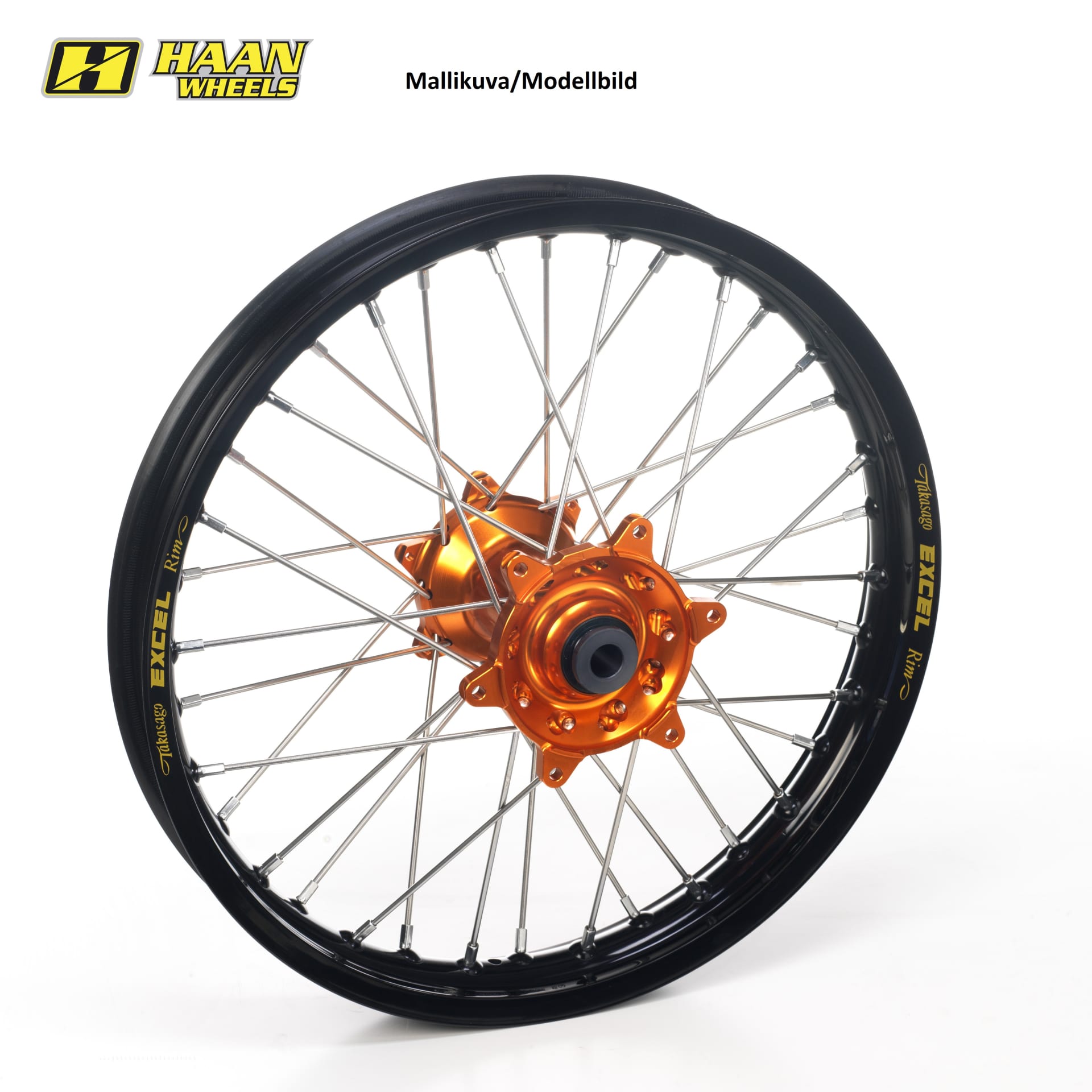 Haan wheel SX85 04- 14-1,60 BLACK RIM/ORANGE HUB - Haan Wheels