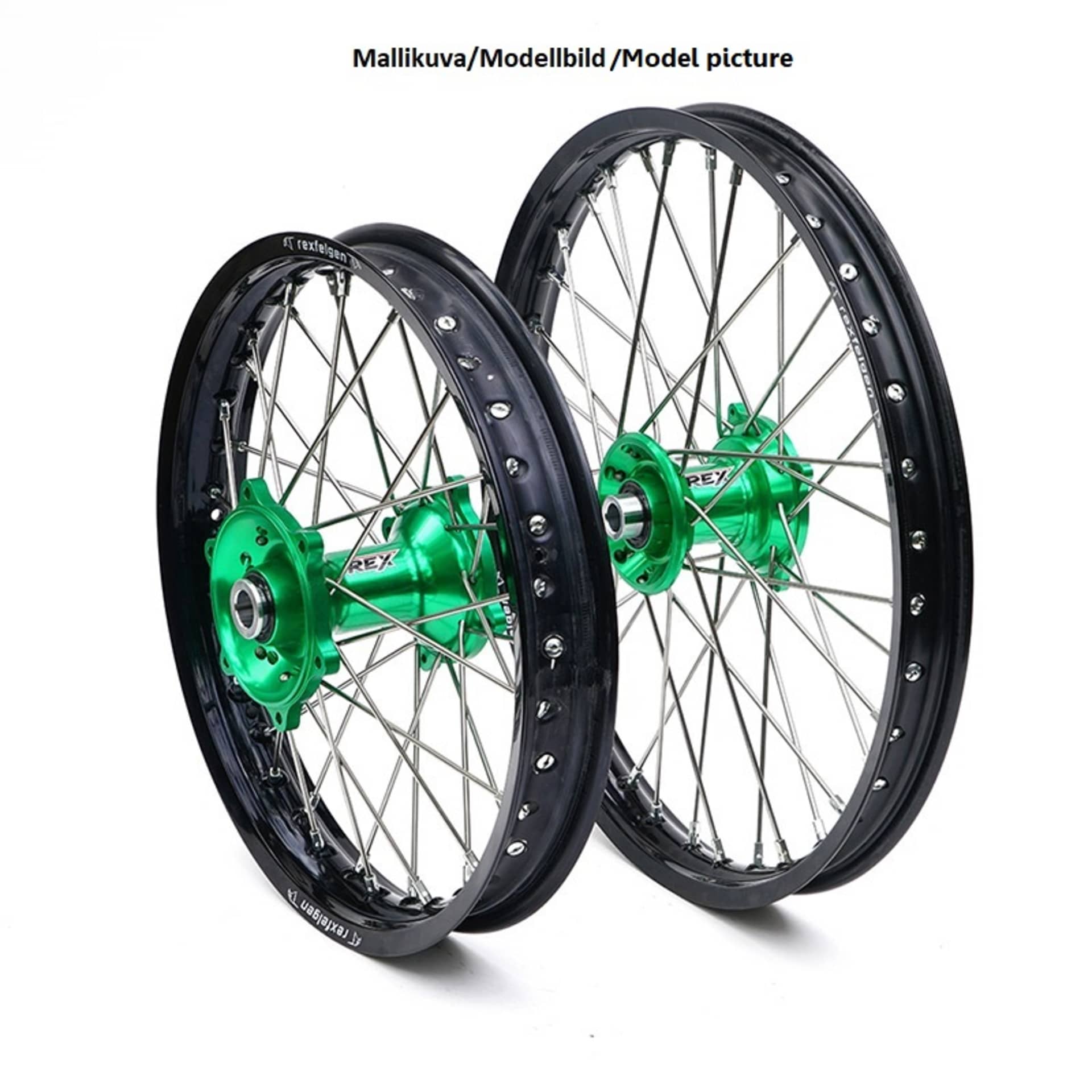 REX HJUL 21-1,60 KX125/250/KXF250/450 06-.. SVART FÄLG/GRÖNT NAV 20MM - Haan Wheels