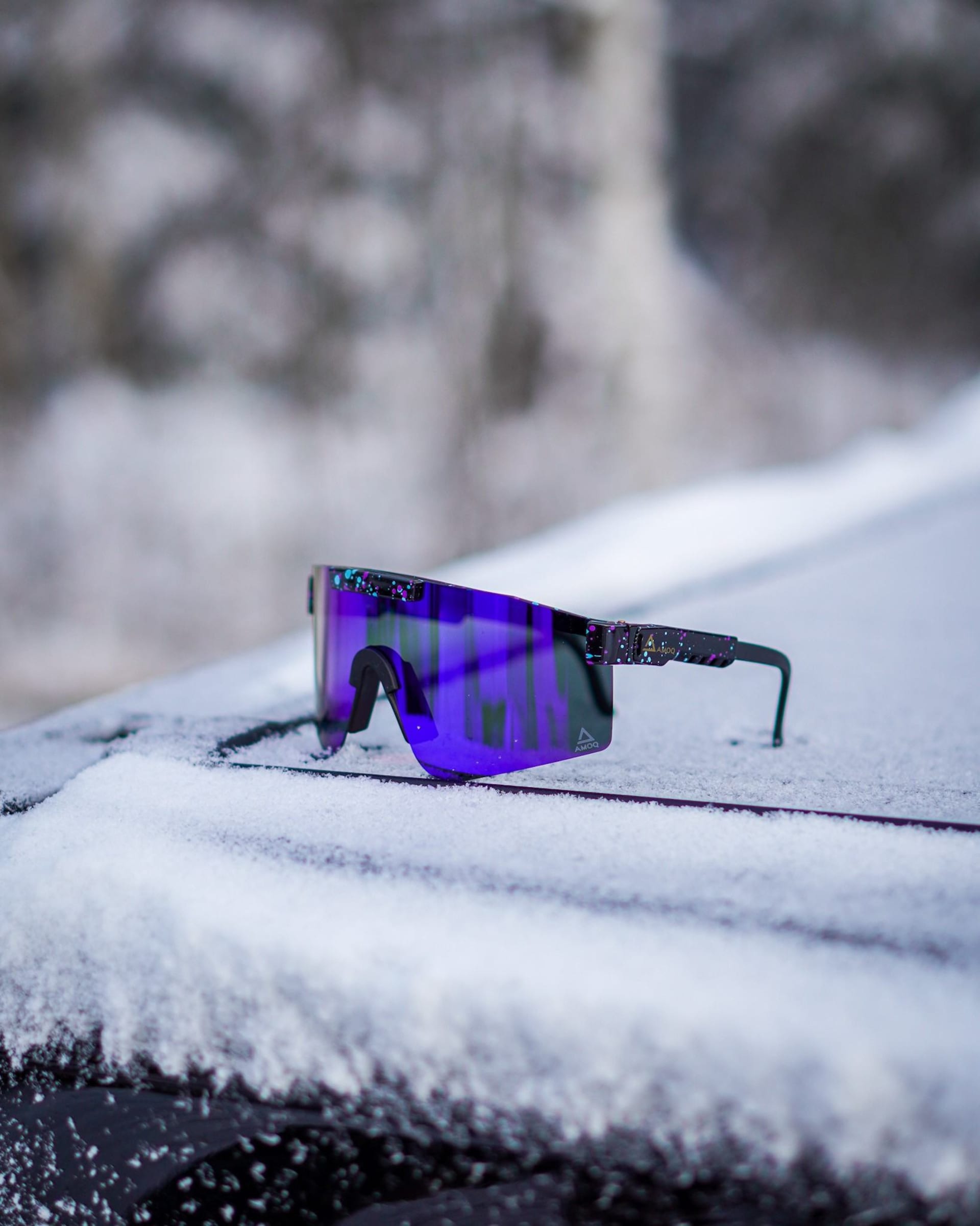 AMOQ Comet Sunglasses Black Splash - Blue Mirror - AMOQ - Motocross Parts