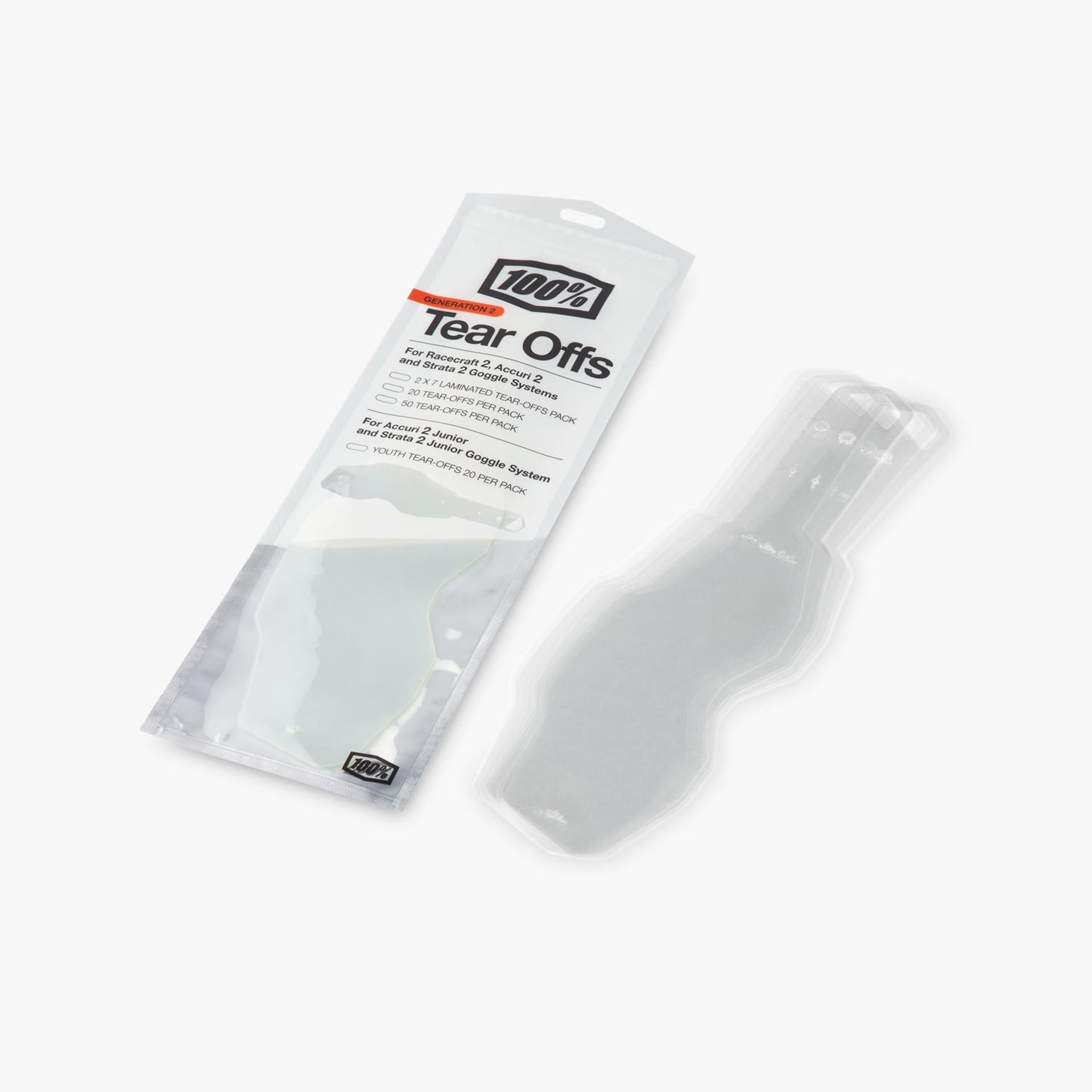 100% RC2/AC2/ST2 standard tear-off 20 stk - 100% - Motocross Parts