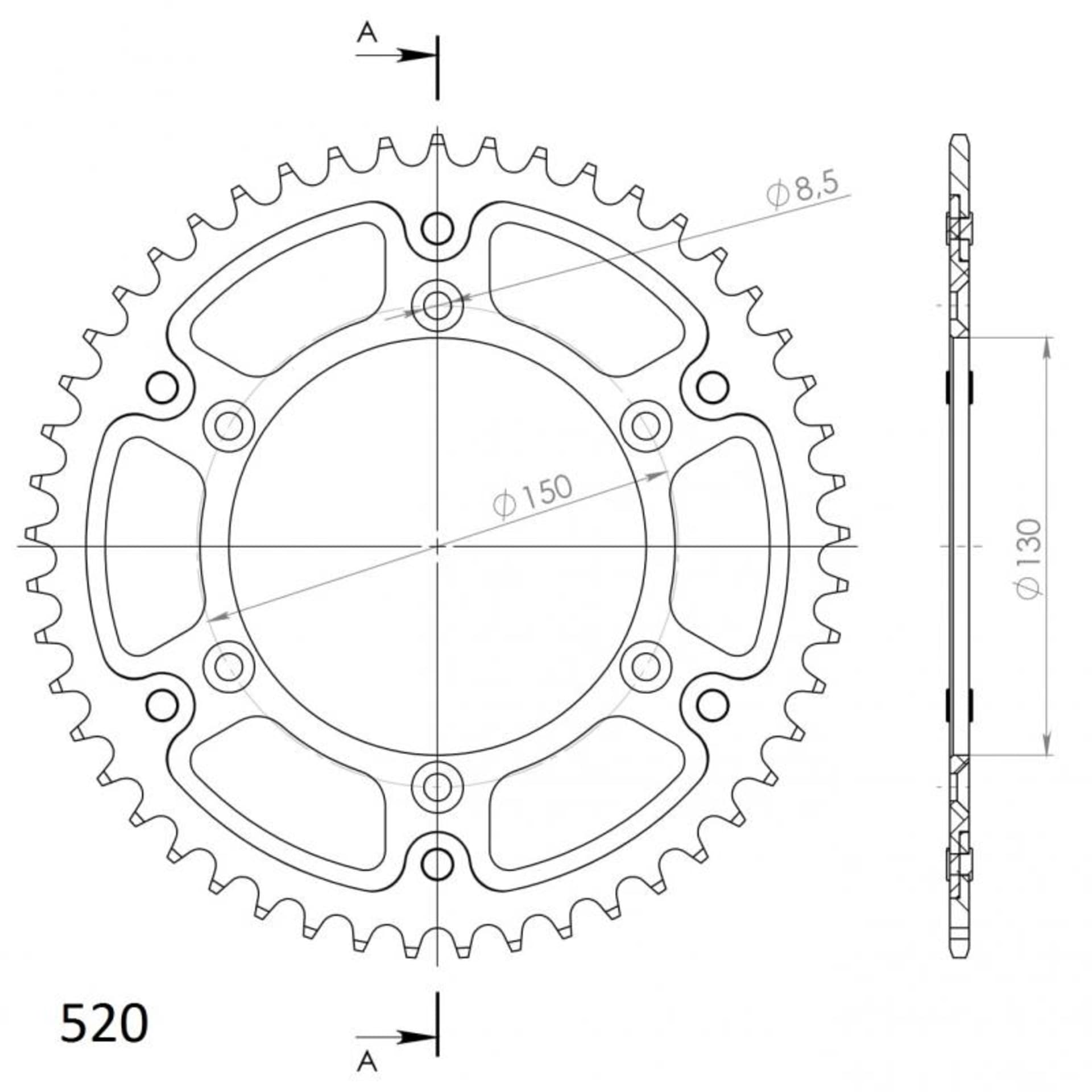Supersprox bakhjul aluminium svart - YZF / YZ - Supersprox