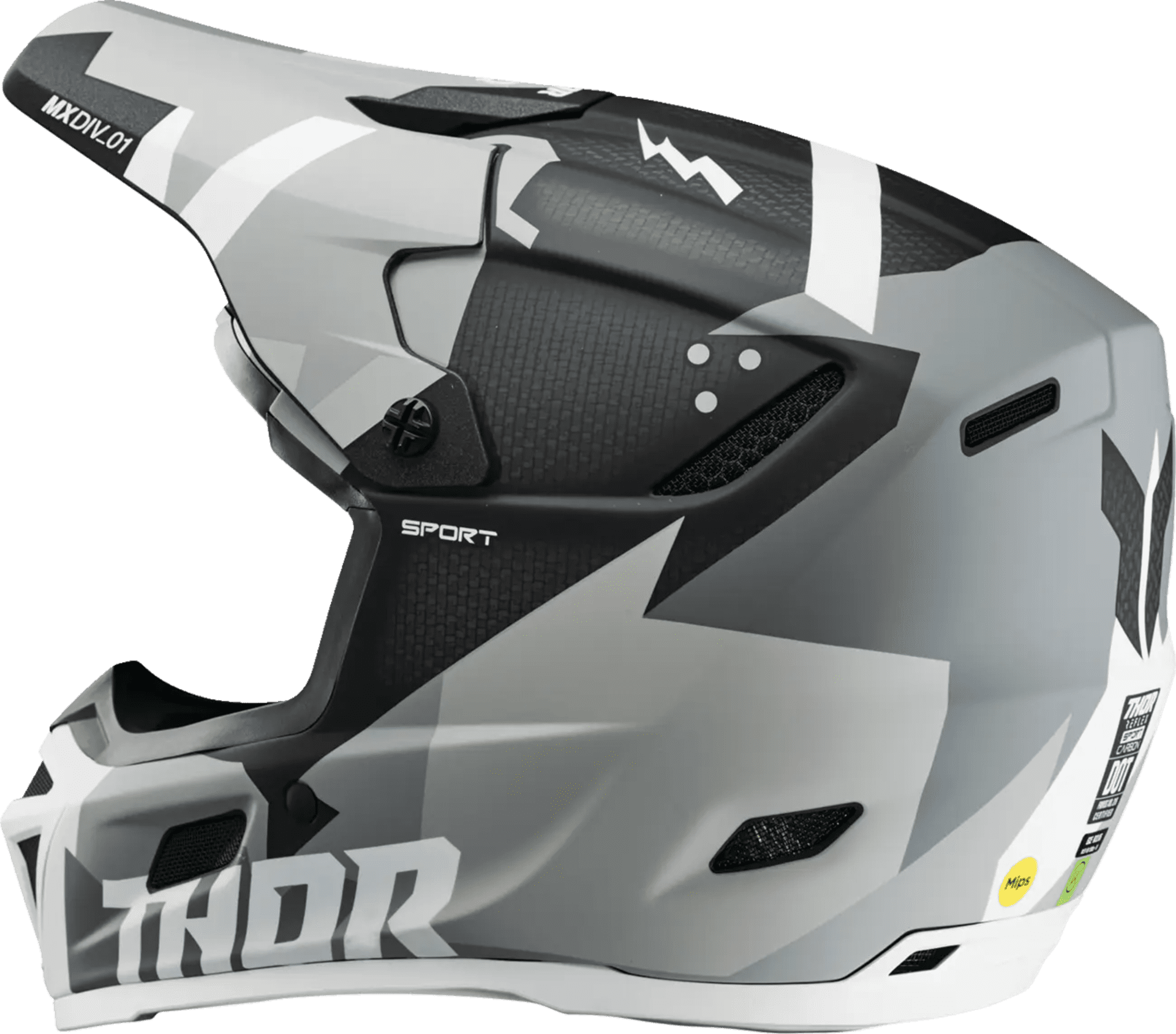 Thor Reflex Sport Carbon Brave MIPS Hjälm - Grå/Vit - Thor