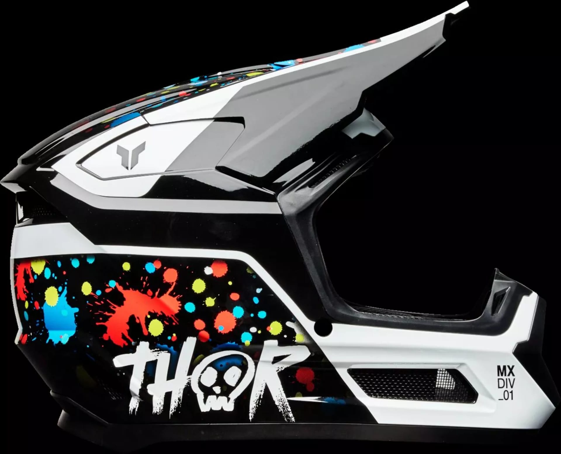 Thor Fleet Børnehjelm - Splat Sort/Hvid - Thor
