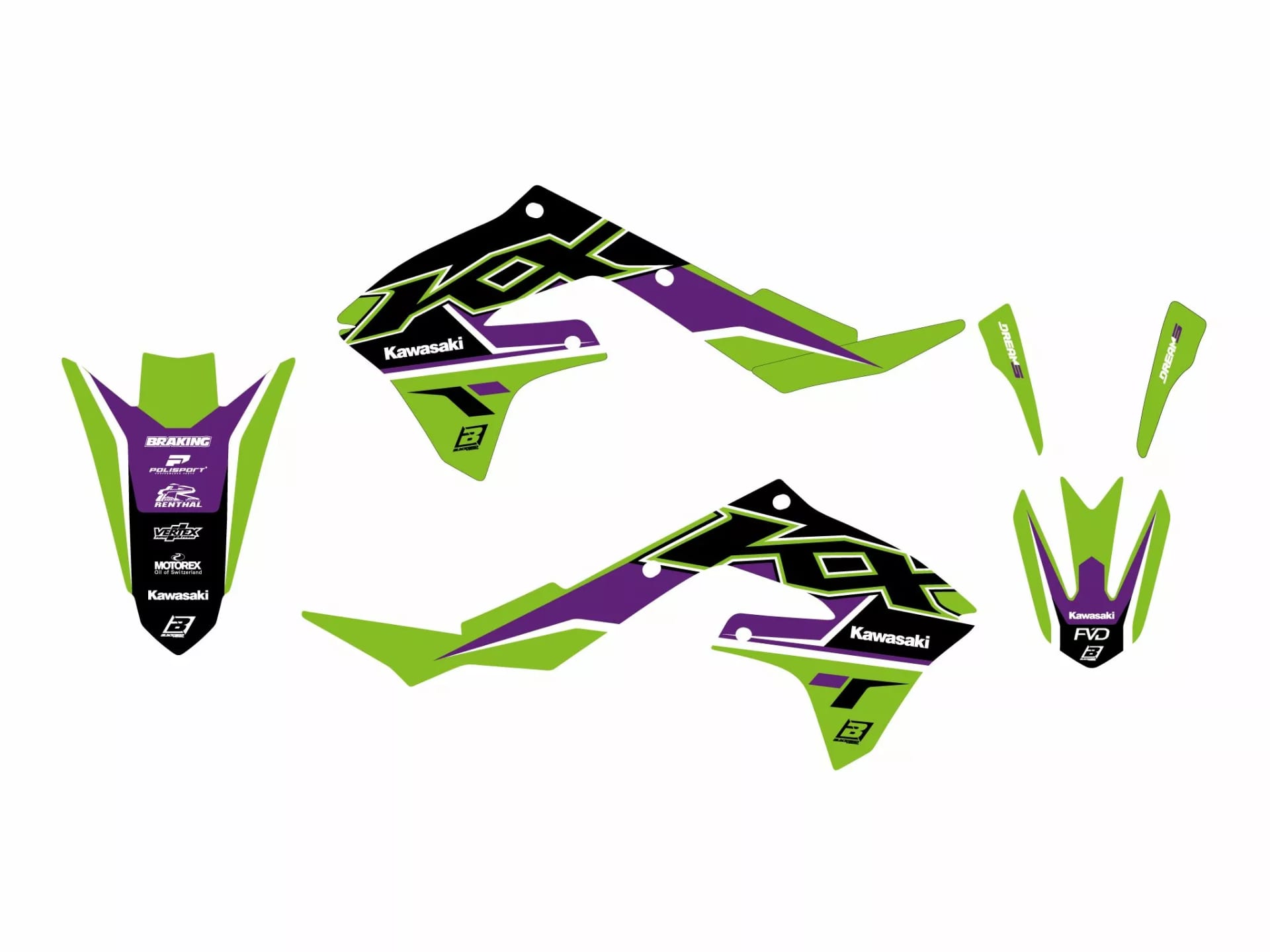 Blackbird Racing Dream 5 grafiksæt Kawasaki KX 450 4T 2019-2024 - Blackbird