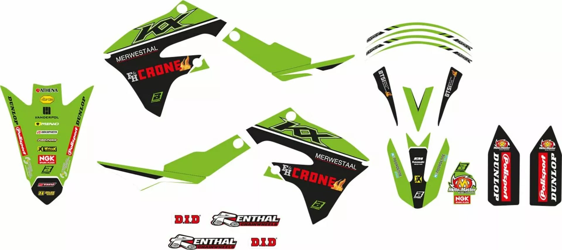 Blackbird Racing grafisk sæt med sædebetræk Repli Kawasaki KX 450 4T 2019-2024 - Blackbird