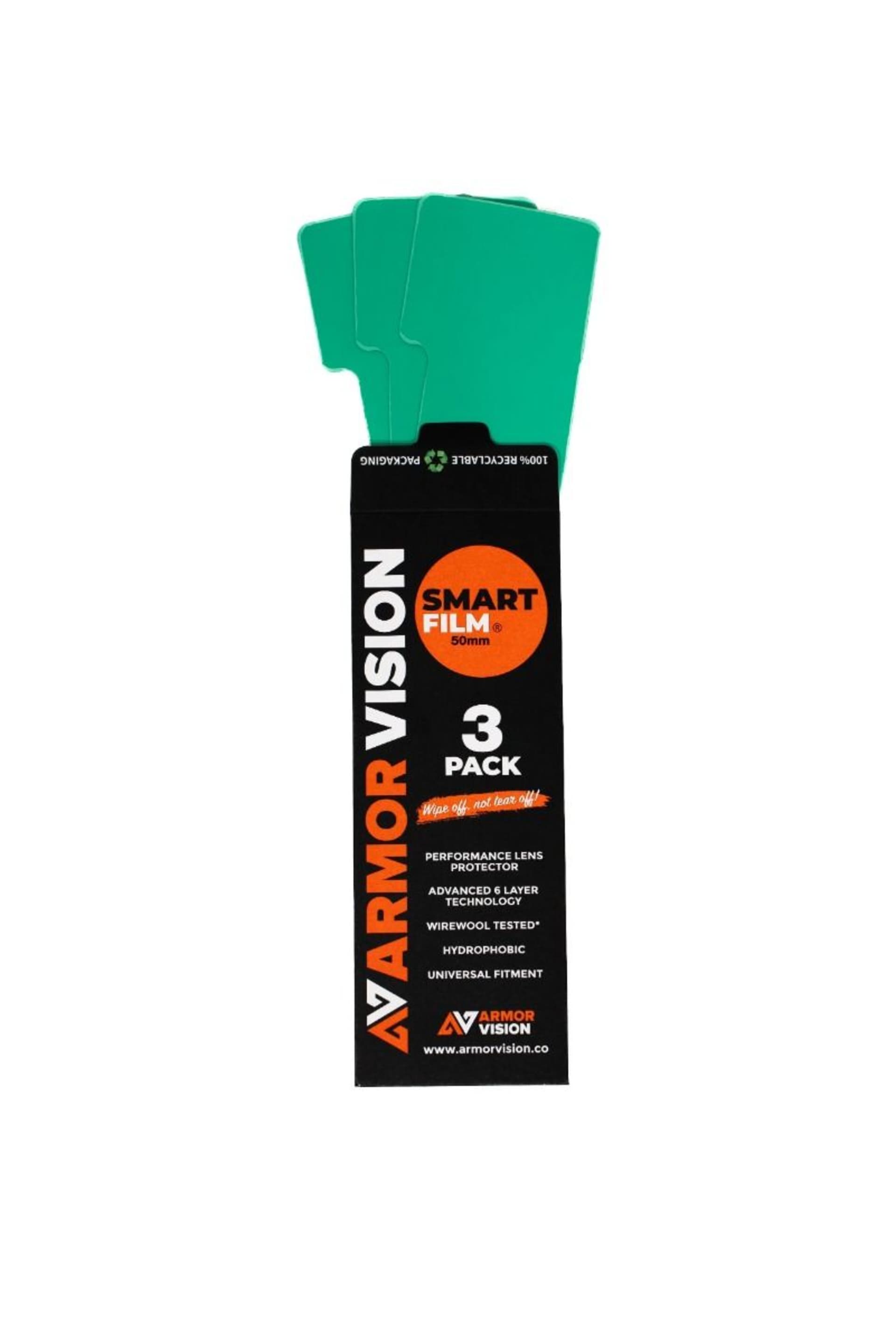 Armor Vision 62MM Smart Film Glasbeskyttelse - 3 stk - Armor Vision - Motocross Parts