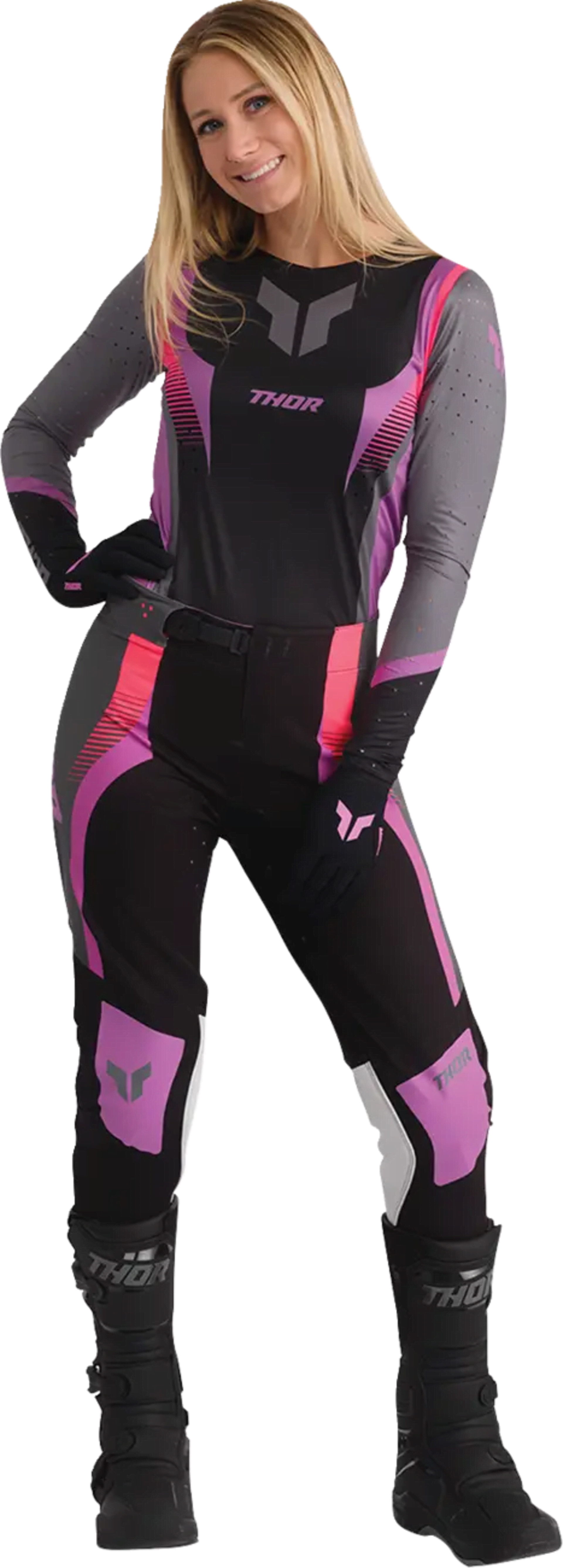 Thor Women Sportmode-handske - Iconic Black/Orchid - Thor