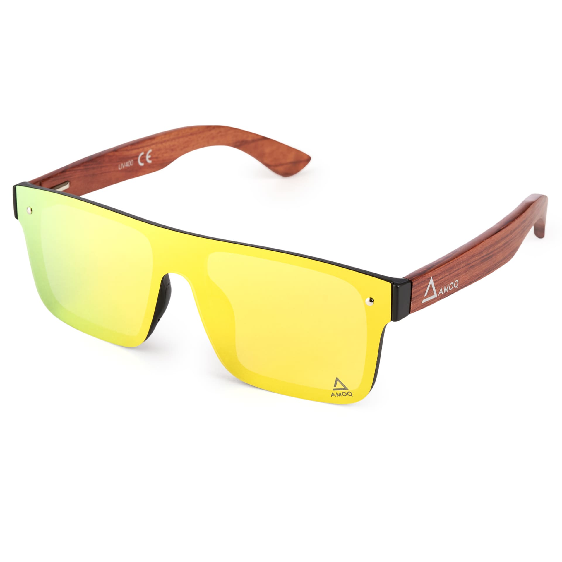 AMOQ Burst solbriller PLRZD træ-GOLD MIRROR spejlglas - AMOQ - Motocross Parts