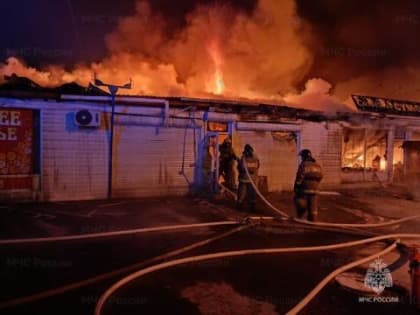 Крупный пожар на территории торговых павильонов локализовали в Минусинске