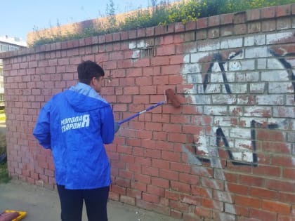 Молодогвардейцы занялись ликвидацией нелегальных граффити в Иркутске