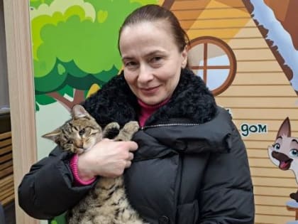 В Омске слепой кот из приюта приручил новую хозяйку