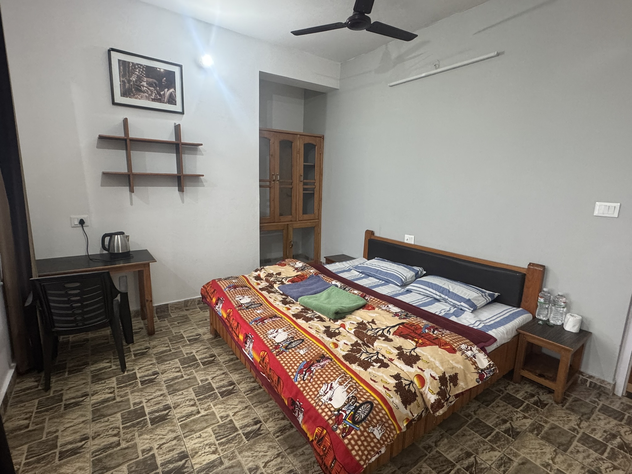 Bright and airy living room with a couch.
