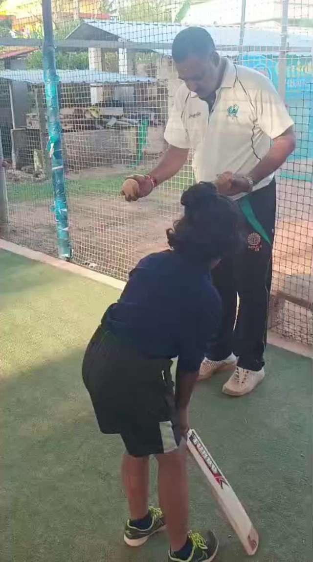 Vedika mastering step put and meet the ball technique from master