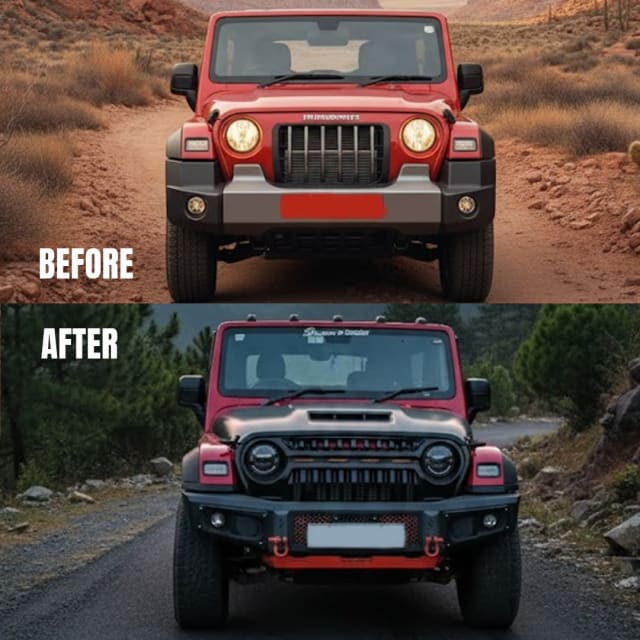 Wrangler style hood for mahindra thar and thar roxx