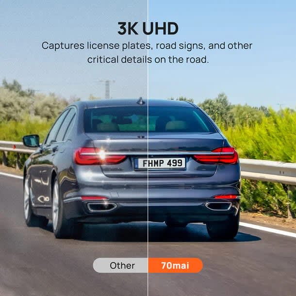 70MAI REARVIEW DASH CAM S500 3K DUAL HDR