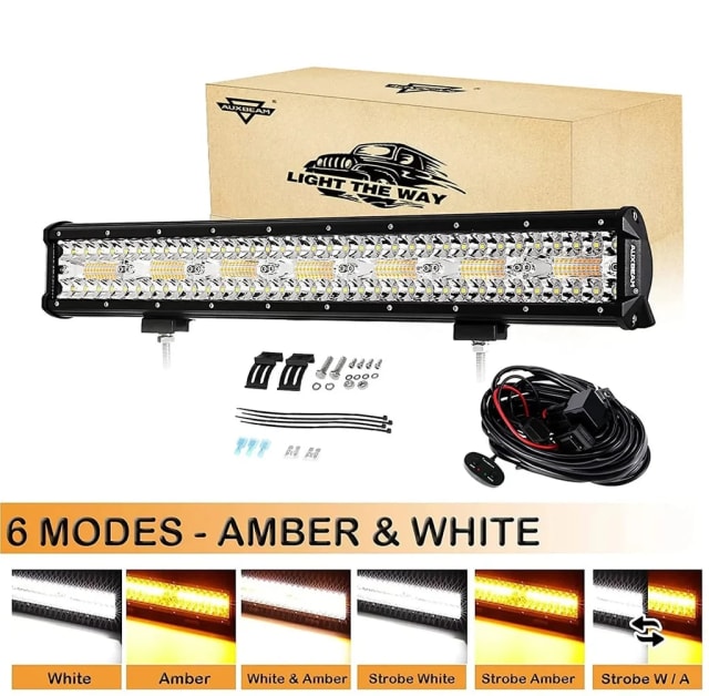 Auxbeam 6 MODES SERIES White/Amber LED LIGHT BARS (3"-20")