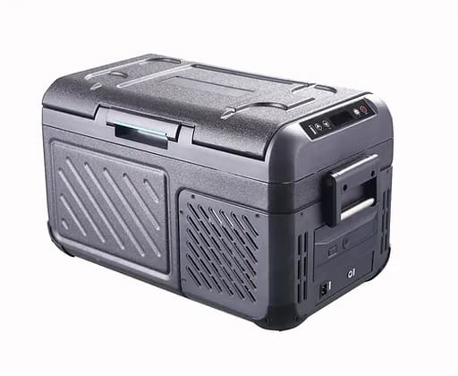 M A R K Sports Refrigerator 35L portable car freezer shown with open lid and contents