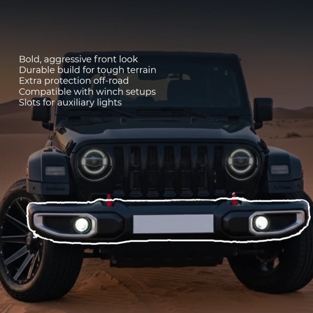 Bullhorn Wrangler Bumper With Space Cover For Mahindra Thar