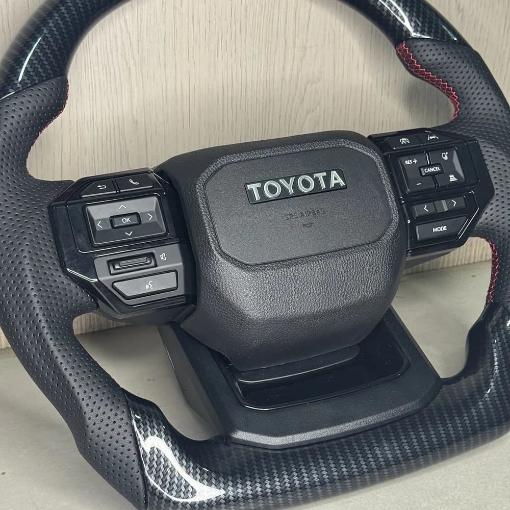 Prado Style Carbon Fibre Design Steering Wheel for Toyota Hilux, Fortuner & Crysta