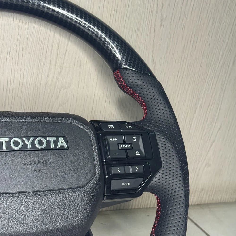 Prado Style Carbon Fibre Design Steering Wheel for Toyota Hilux, Fortuner & Crysta