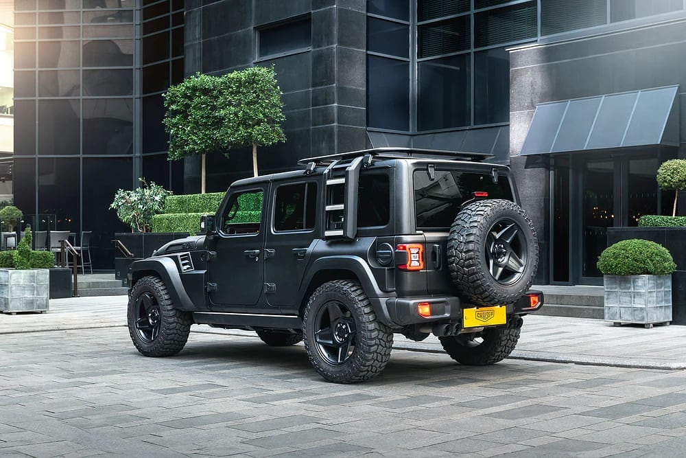 Jeep Wrangler Rubicon roof carrier with side ladder