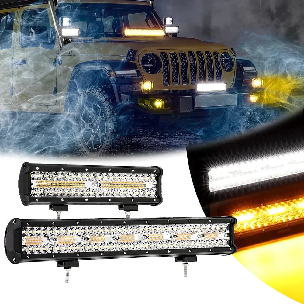 Auxbeam 6 MODES SERIES White/Amber LED LIGHT BARS (3"-20")