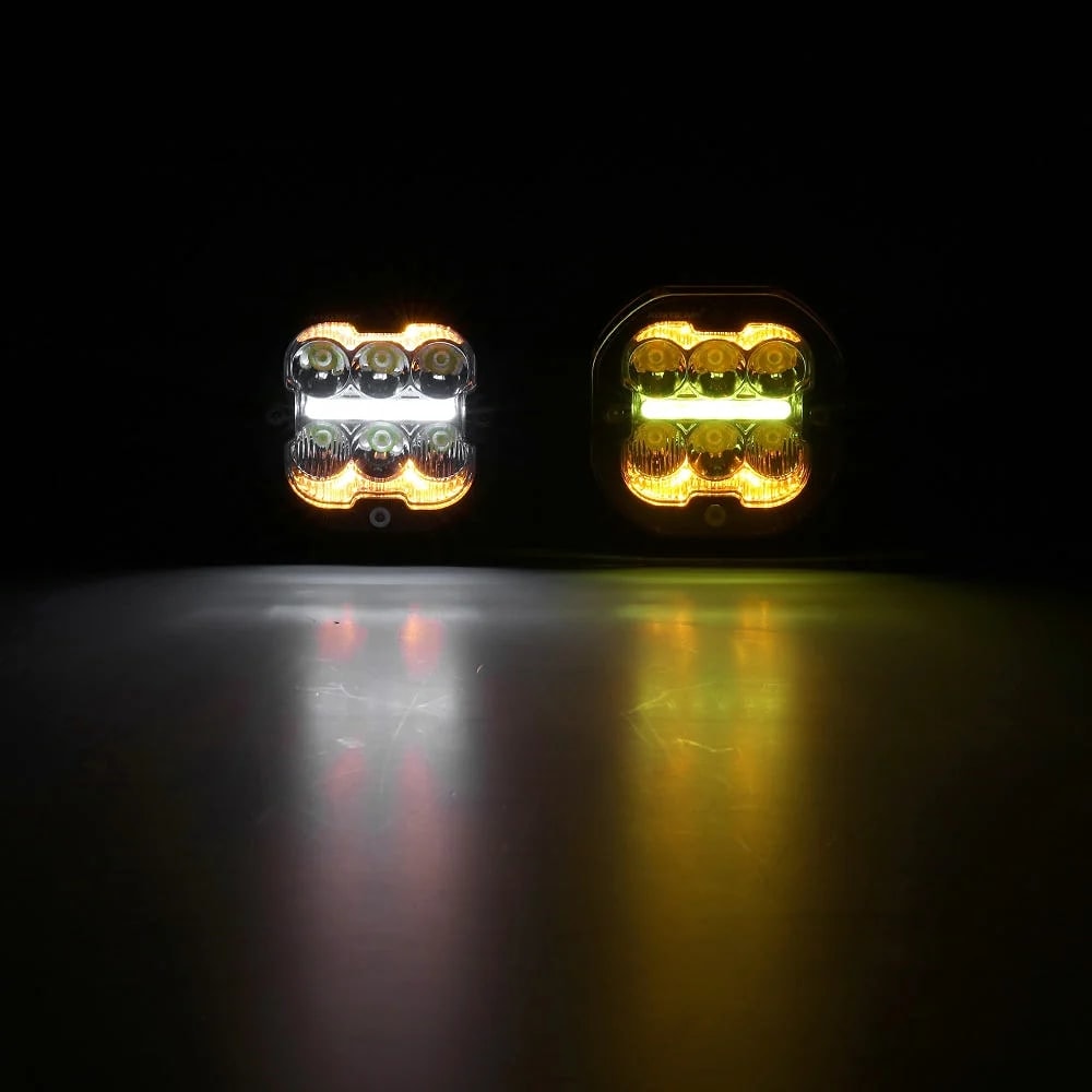 Auxbeam 3 Inch 84W LED Combo POD Off Road Lights With White & DRL Amber