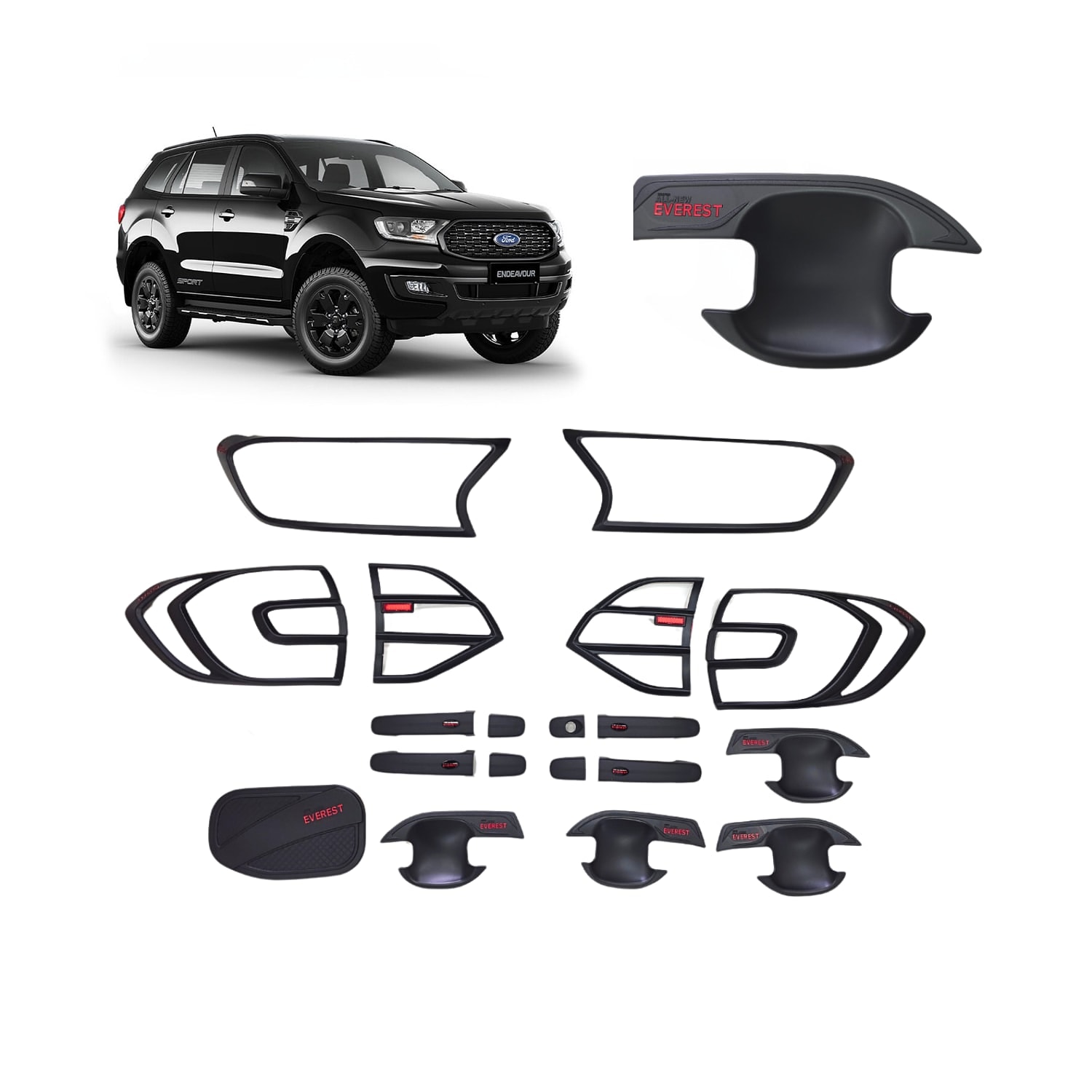Ford Endeavour Matte Black Combo Kit (Set of 5 Items)