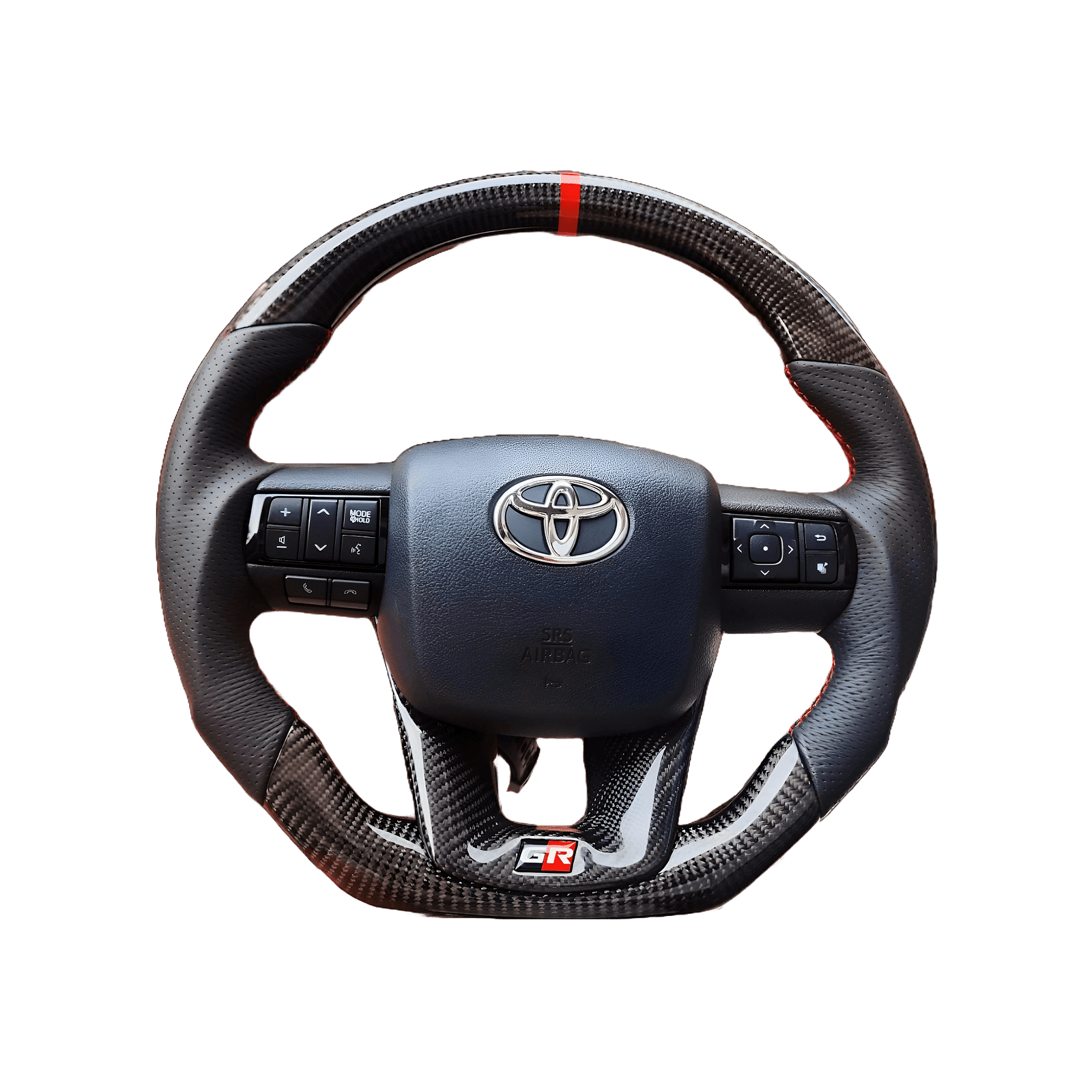 Toyota GR Original Carbon Fiber Steering Wheel | Perforated leather | Red -Line Color