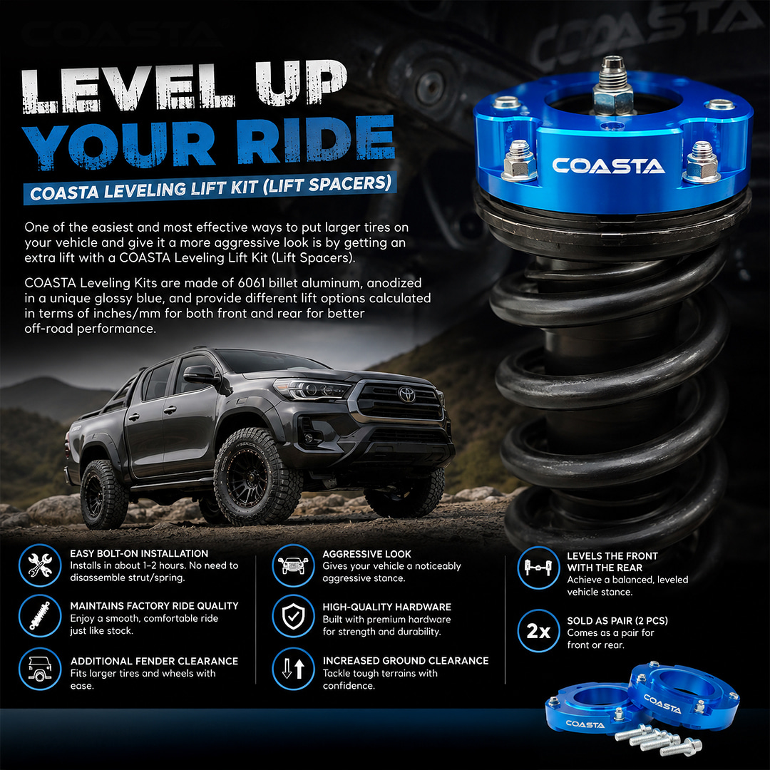 COASTA Front Leveling/Lift Spacers for Toyota Hilux/Fortuner 2016+ (30/35/40mm)