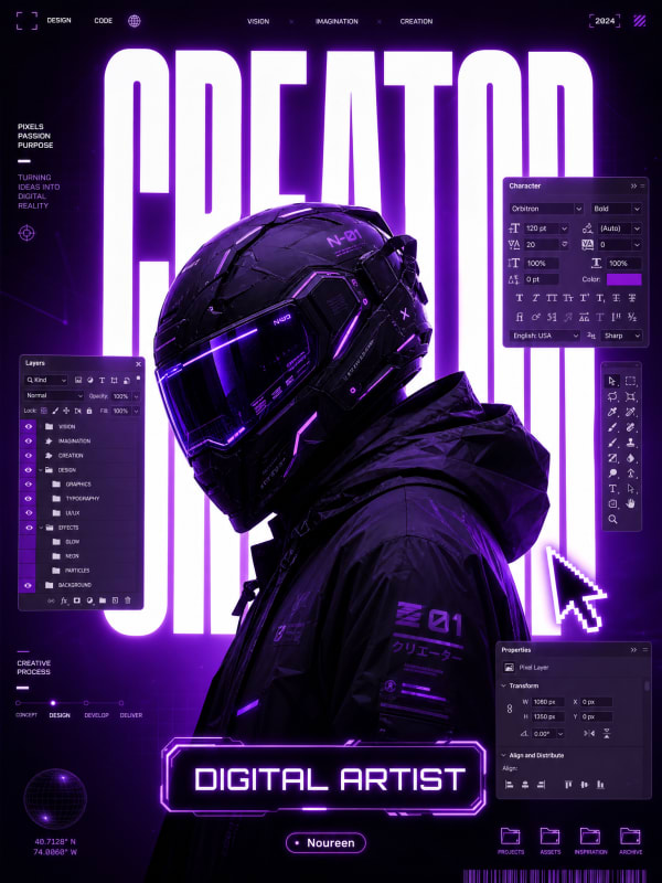 AI High-tech graphic design poster Cyberpunk poster created with AI
