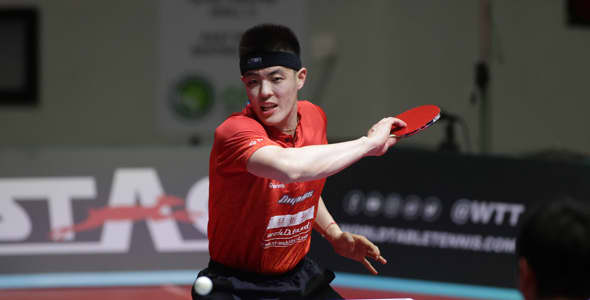 Bild: Dang Qiu bezwang Marcos Freitas und Kristian Karlsson (©WTT)