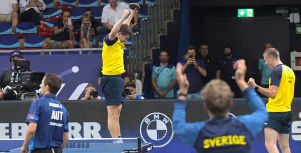 Bild: Erstes EM-Gold: Die Doppel-Weltmeister Kristian Karlsson und Mattias Falck sind nun auch Europas Könige. (©Gohlke)