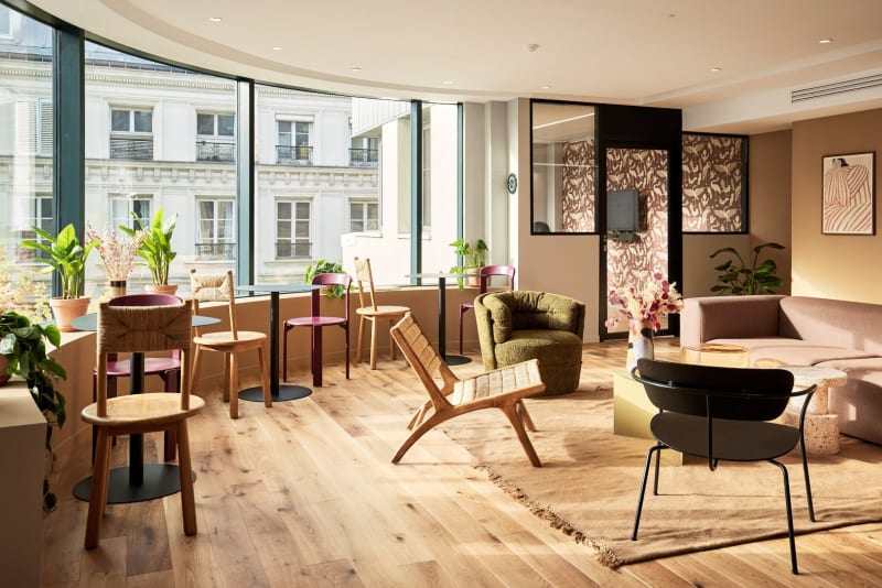 Área común del coworking en Laffitte, Paris