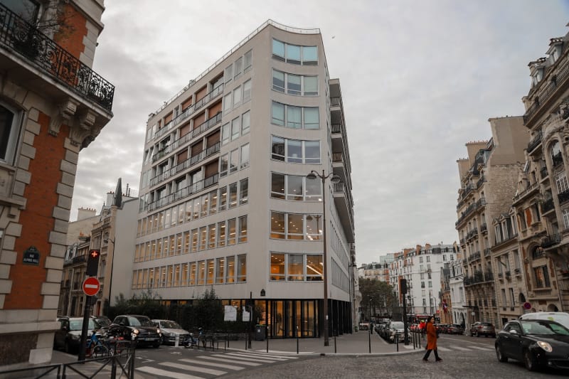 Detalle del espacio de trabajo en Pereire, Paris