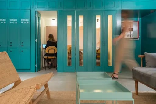workspace with phone booth