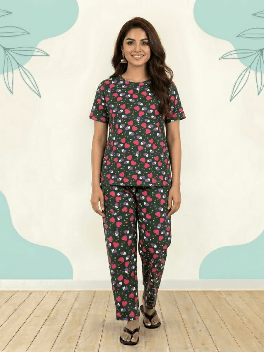 Cord Set Pant with Heart Design