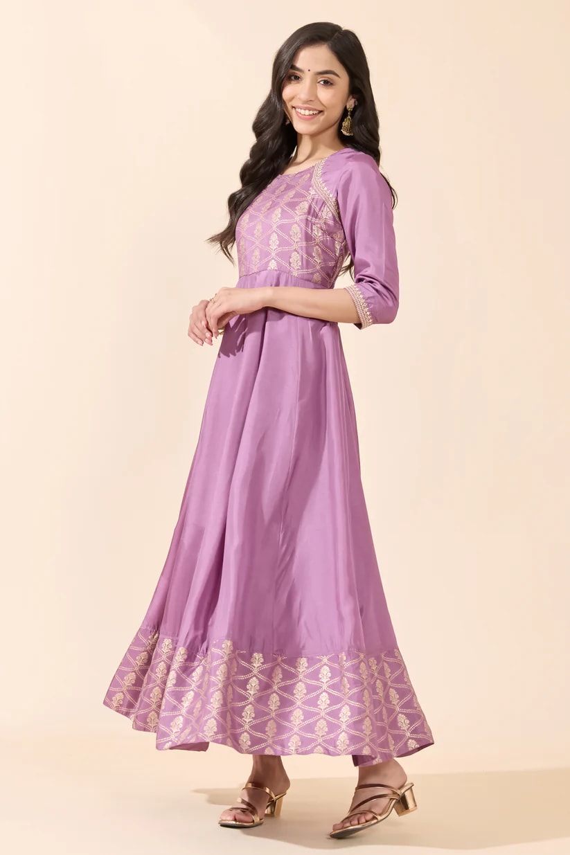 Festive Anarkali with Brocade Yoke and Border