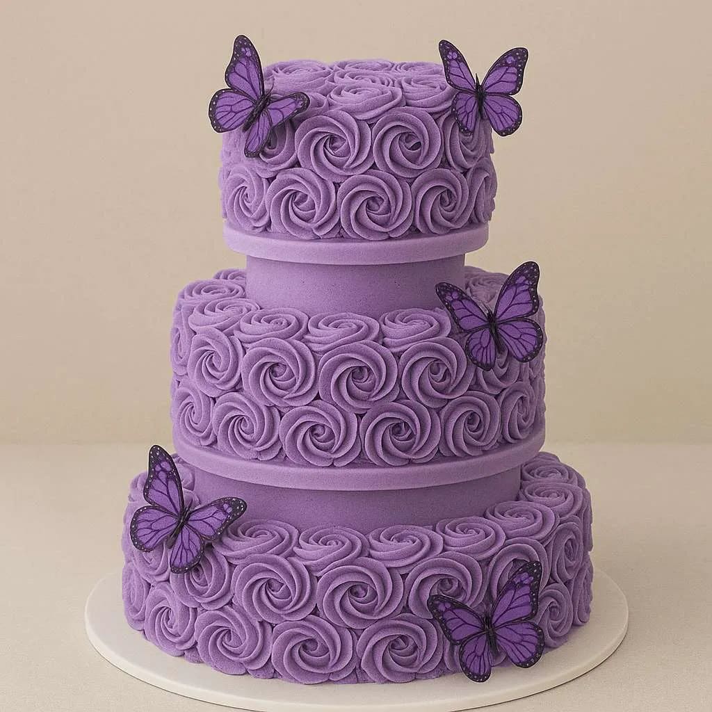 Purple Butterfly Theme Cake