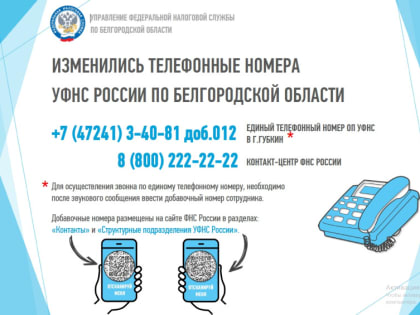 В налоговых органах региона изменились контактные телефоны