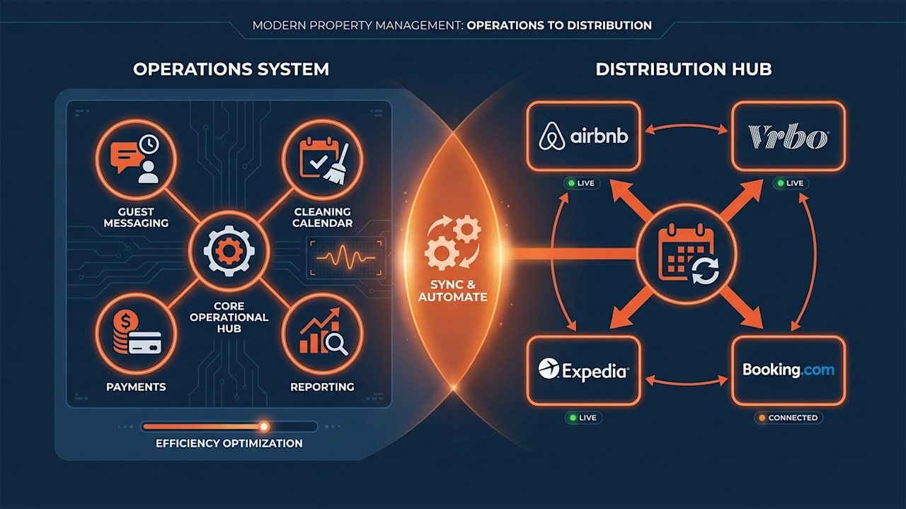PMS versus channel manager comparison: an operations tool versus a distribution tool, with the overlap zone