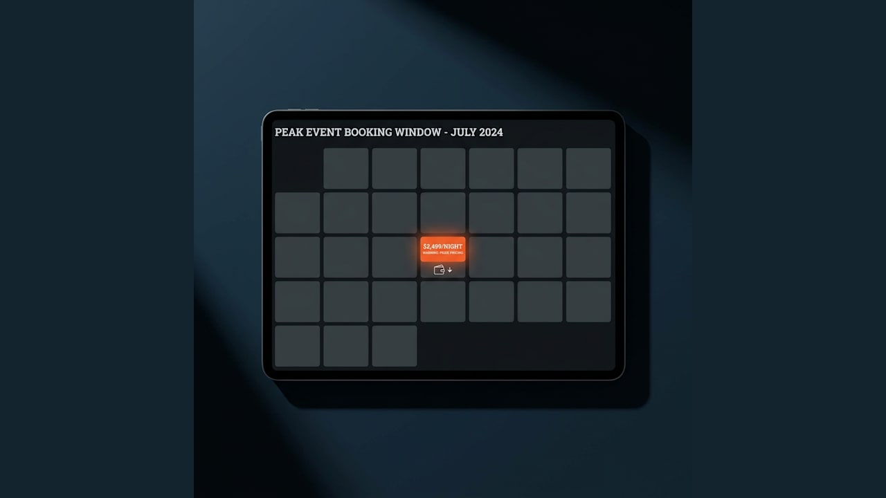 Empty calendar with a vanity nightly rate — pride-based pricing leaves money on the table