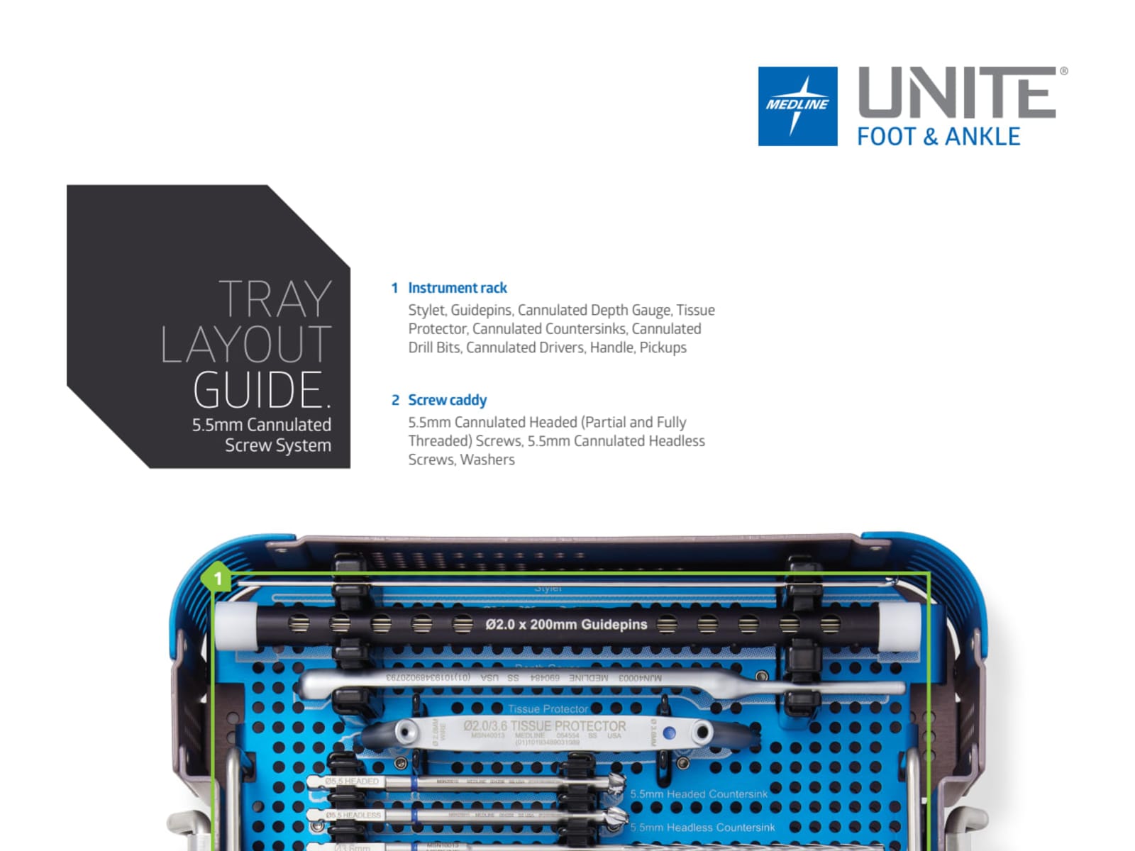 MEDLINEUNITE® Cannulated Screws 5.5 Tray Guide