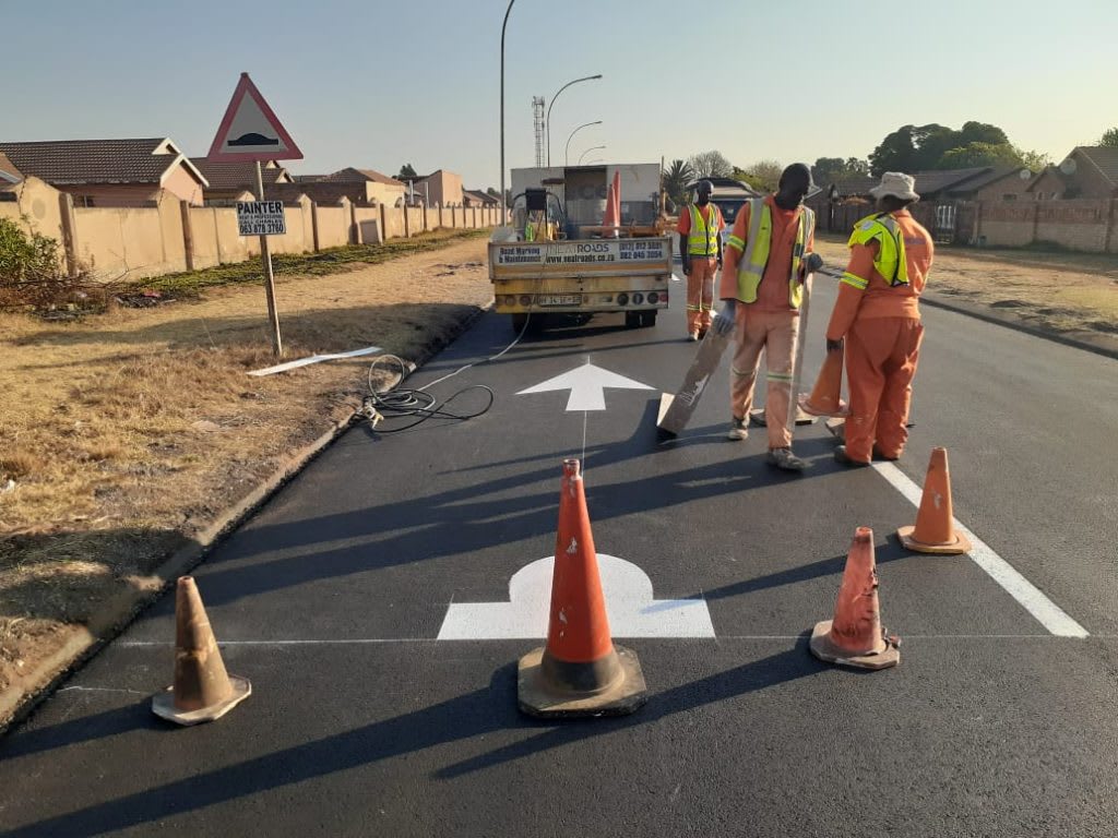 Road marking and traffic sign installation