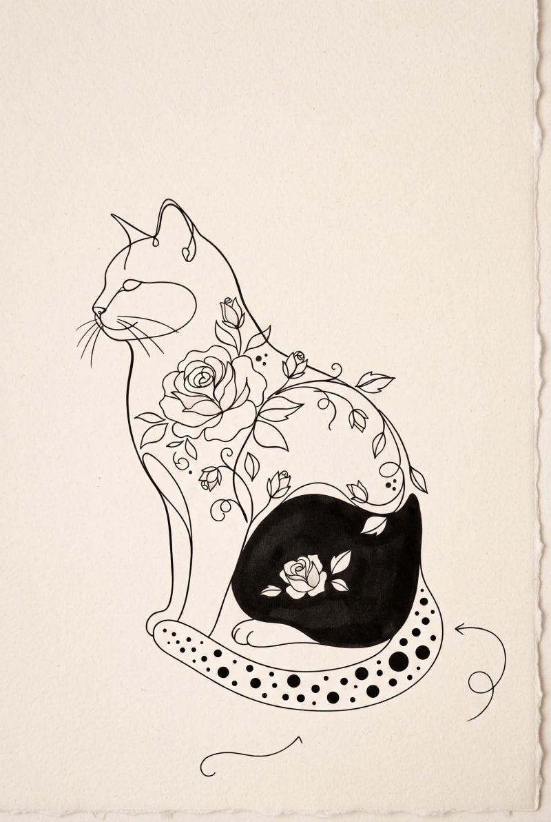 The finished portrait of Oliver, drawn by his owner's own hand in pure black ink on cream paper